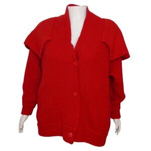 Vintage 1980s Cherry Red Nautical Cardigan, size L